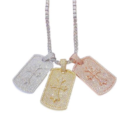 Rectangle Cross Diamond Pendants